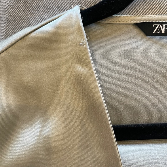 ZARA WRAP FRONT SATIN EFFECT DRESS IN XS GRAY GREEN - Picture 4 of 6